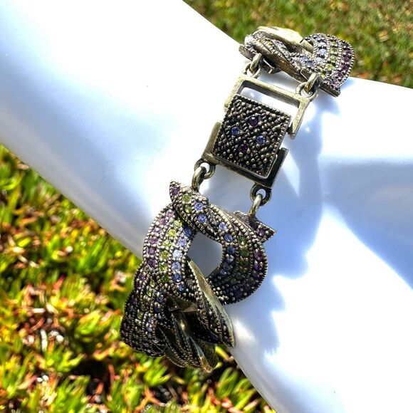 Heidi Daus Multicolor Swarovski Crystal Pavรฉ Link Bracelet - Picture 3 of 12